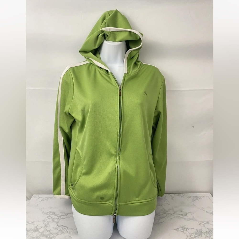 BOLD SPIRIT Full Zip Up Jacket Women’s Small Green Hooded Track O1​​​​​​